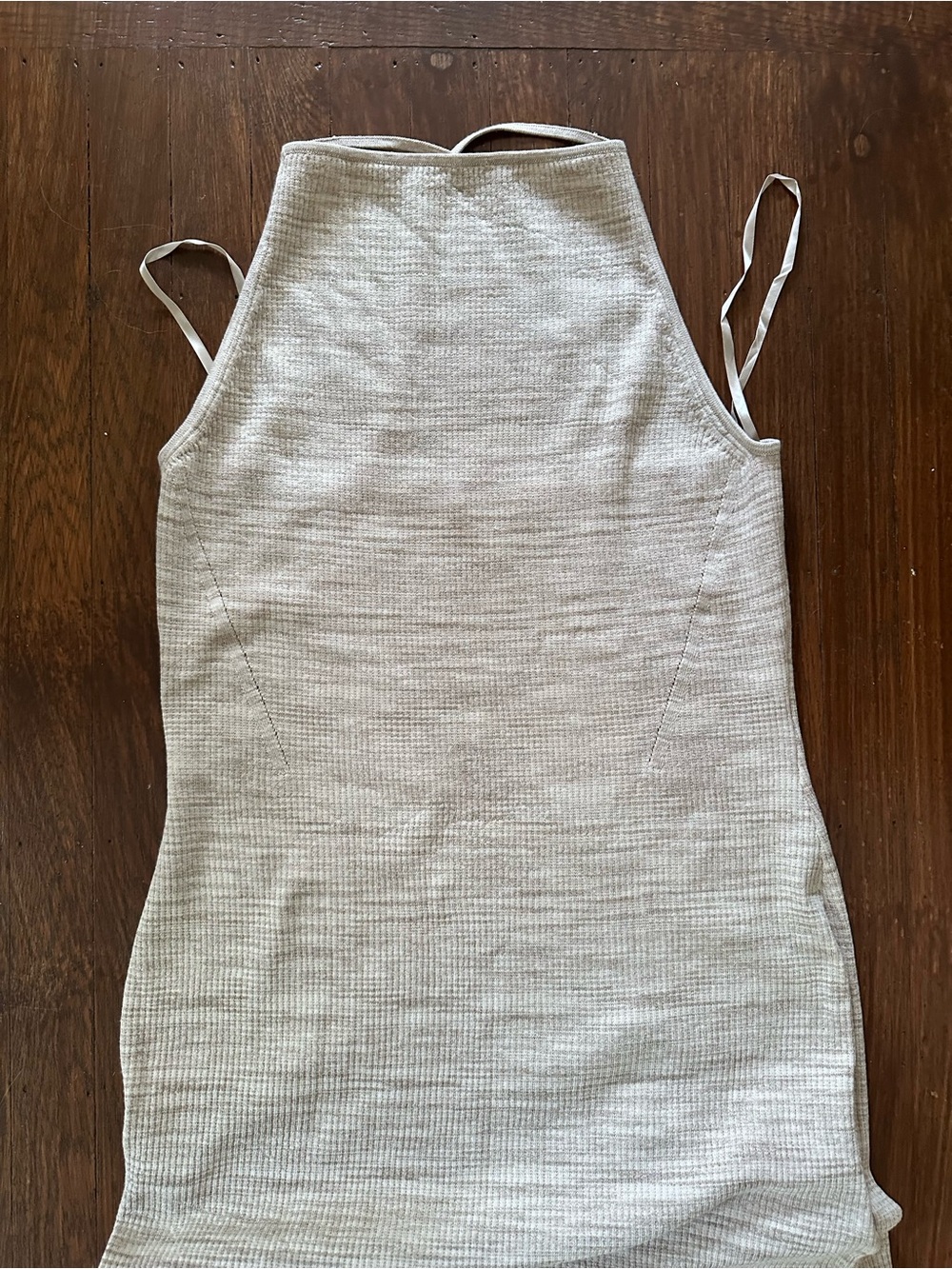 Light Biege Ribbed Halter Tank Dress